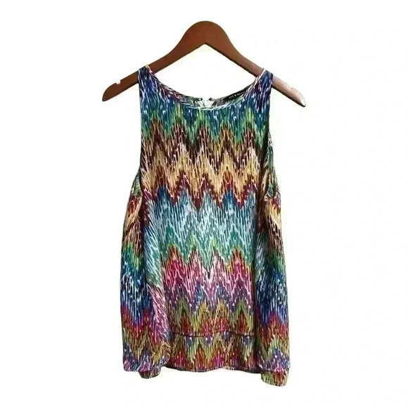Zac & Rachel stacked multi color halter flowy blouse. Large - Picture 1 of 8